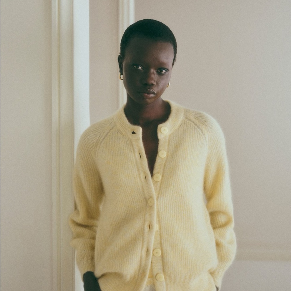 Sézane Othello Cardigan in Pastel Yellow Size Medium